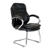 Nautilus Designs Santiago High Back Italian Leather Faced Executive Visitor Chair With Integrated Headrest and Fixed Arms Black - DPA618AV/LBK DD
